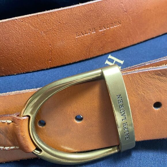 Ralph Lauren Black Label Accessories - Ralph Lauren Brown Vachetta & Gold Tone Equestrian Stirrup Belt